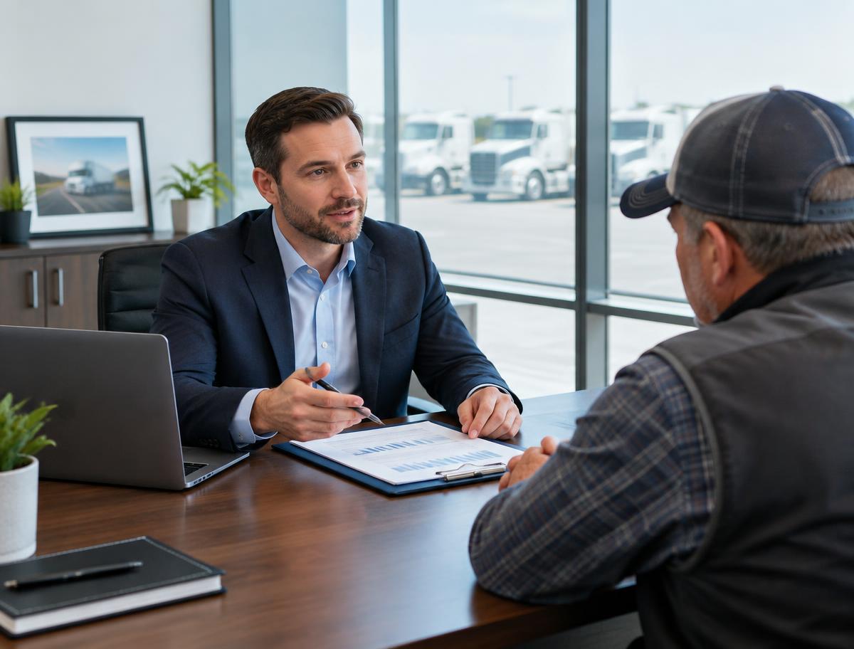 Prestige advisor consulting with a fleet owner