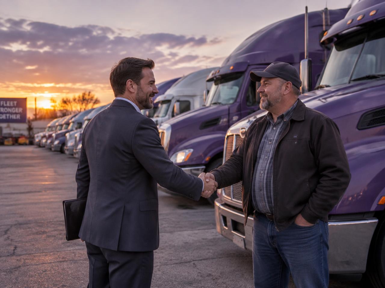 Advisor closing an agreement with a fleet owner